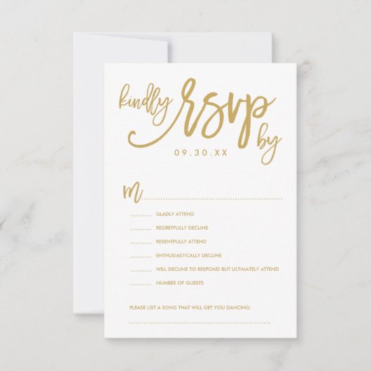 RSVP-Optionen-Karte mit Chic Hand Letding RSVP Karte (Vorderseite)