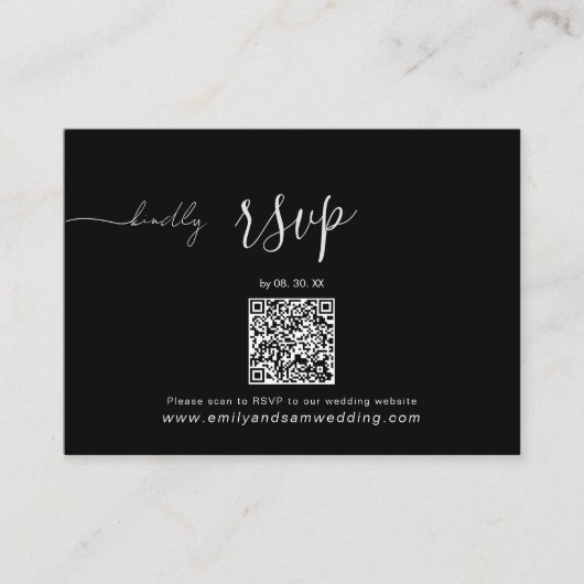 RSVP Pack für Hochzeiten | QR-Code Minimalistisch  Visitenkarte (Vorderseite)