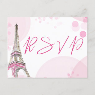RSVP Paris Eiffelturm Rosa Weiß Sweet 16 Einladungspostkarte