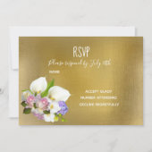 RSVP pastellfarbene Blumen- und Goldthemen Einladung (Vorderseite)