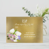 RSVP pastellfarbene Blumen- und Goldthemen Einladung (Stehend Vorderseite)