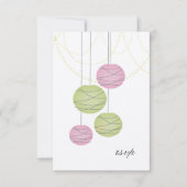 RSVP Pink Pink Green Paper Lanterns Cards Hochzeit (Vorderseite)