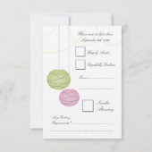 RSVP Pink Pink Green Paper Lanterns Cards Hochzeit (Rückseite)