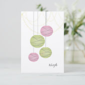 RSVP Pink Pink Green Paper Lanterns Cards Hochzeit (Stehend Vorderseite)