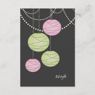 RSVP Pink Pink Green Paper Lanterns Cards Hochzeit Karte