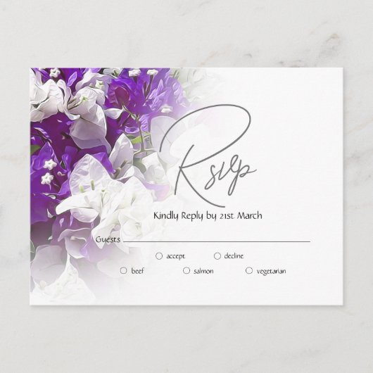 RSVP Postcard Response to Wedding Invite  Postkarte (Vorderseite)