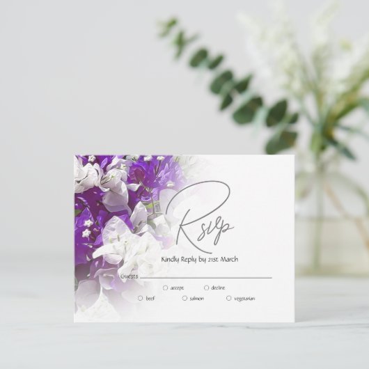 RSVP Postcard Response to Wedding Invite  Postkarte (Stehend Vorderseite)