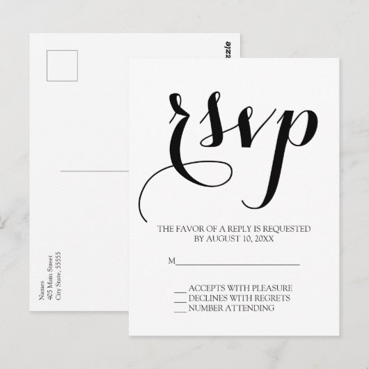 RSVP POSTKARTE (Vorne/Hinten)