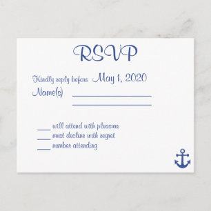 RSVP-Postkarte für Nautische Hochzeiten mit Namen Einladungspostkarte