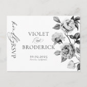 RSVP Postkarte für Schwarz-Weiß-Blumenzehen (Vorderseite)