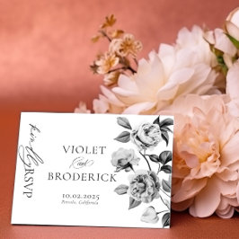 RSVP Postkarte für Schwarz-Weiß-Blumenzehen
