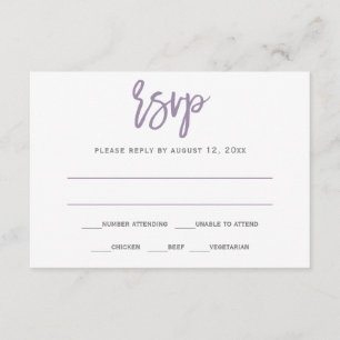 RSVP-Postkarte Pinsel-Kalligrafie (Lila) Einladung