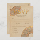 RSVP-Postkarten für Hochzeiten | Gold Nouveau Deko Postkarte (Vorne/Hinten)