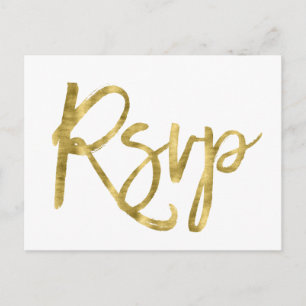 RSVP-Postkarten für weiße und goldene Hochzeiten Einladungspostkarte
