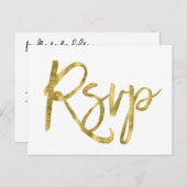 RSVP-Postkarten für weiße und goldene Hochzeiten Einladungspostkarte (Vorne/Hinten)