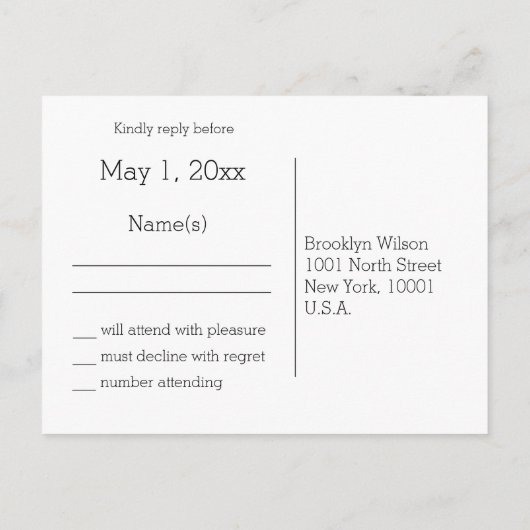 RSVP Postkarten Gold Lines (Rückseite)