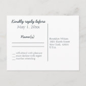 RSVP-Postkarten mit Blumenzettel Einladungspostkarte (Rückseite)