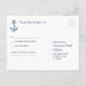 RSVP-Postkartenvorlage für Nautische Hochzeiten Einladungspostkarte (Rückseite)