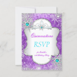 RSVP Prinzessin Quinceanera Lila Türkis Karte