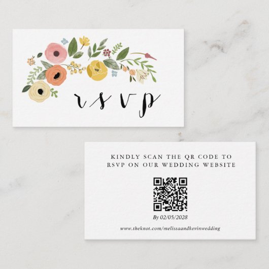 RSVP QR-Code-Antwortkarte für Hochzeiten Begleitkarte (Vorne/Hinten)