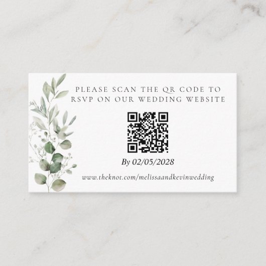 RSVP QR-Code-Antwortkarte für Hochzeiten Begleitkarte (Vorderseite)