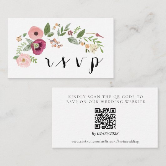 RSVP QR-Code-Antwortkarte für Hochzeiten Begleitkarte (Vorne/Hinten)