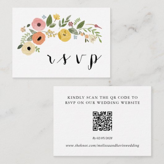 RSVP QR-Code-Antwortkarte für Hochzeiten Begleitkarte (Vorne/Hinten)