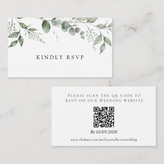 RSVP QR-Code-Antwortkarte für Hochzeiten Begleitkarte (Vorne/Hinten)