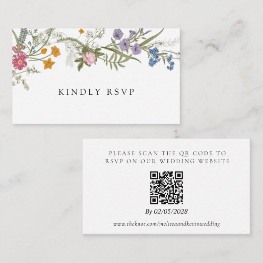 RSVP QR-Code-Antwortkarte für Hochzeiten Begleitkarte (Vorne/Hinten)