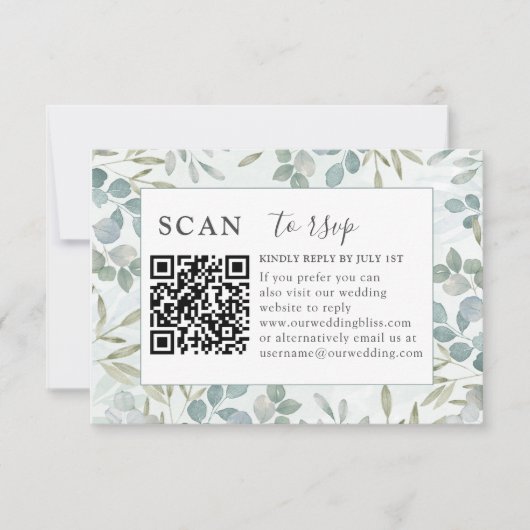 RSVP QR Code Eucalyptus Greenery Wedding (Vorderseite)