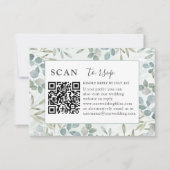 RSVP-QR-Code Eukalyptus-Grün Hochzeit RSVP Karte (Vorderseite)