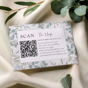 RSVP-QR-Code Eukalyptus-Grün Hochzeit RSVP Karte