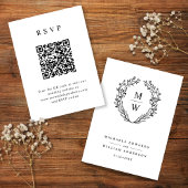 RSVP QR-Code für Botanisches Wreath Monogramm Begleitkarte
