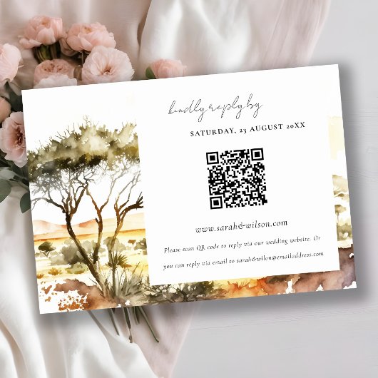 RSVP QR-Code für die Hochzeit afrikanischer Wasser Begleitkarte