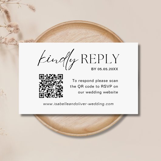 RSVP QR Code für Hochzeiten Minimalistisch Begleitkarte