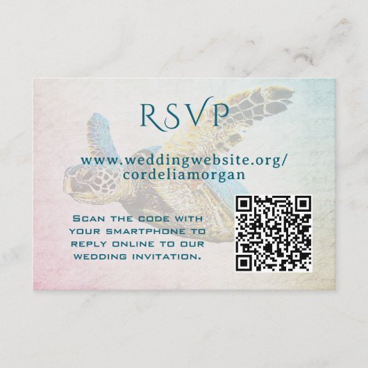 RSVP QR-Code für Hochzeitseeschwalbe Begleitkarte (Vorderseite)