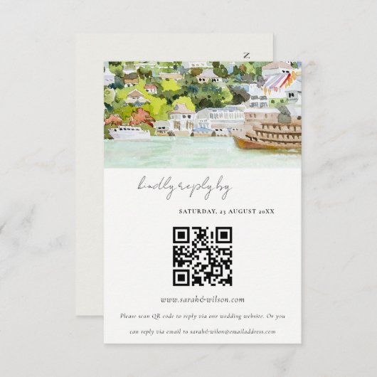 RSVP QR Code für Kreuzfahrtgebiete Begleitkarte (Vorne/Hinten)