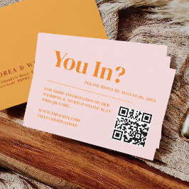 RSVP QR-Code für Retro Pink und Orange Wedding Begleitkarte