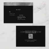 RSVP QR-Code für Schwarz und Metallisches Silber Begleitkarte (Vorne/Hinten)