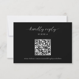 RSVP QR-Code für Schwarze Hochzeiten Minimalistisc Karte