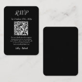 RSVP QR-Code für Schwarze kleine vertikale Hochzei Begleitkarte (Vorne/Hinten)
