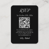 RSVP QR-Code für Schwarze kleine vertikale Hochzei Begleitkarte (Vorderseite)