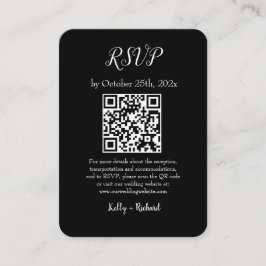RSVP QR-Code für Schwarze kleine vertikale Hochzei Begleitkarte
