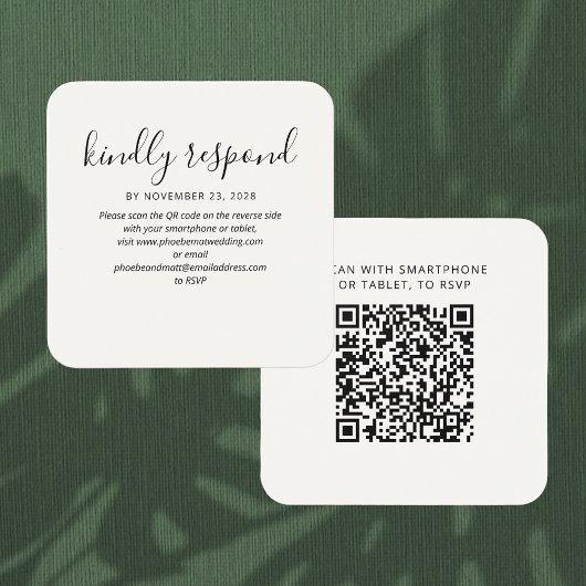RSVP QR-Code Hochzeits-Website Beilagekarte