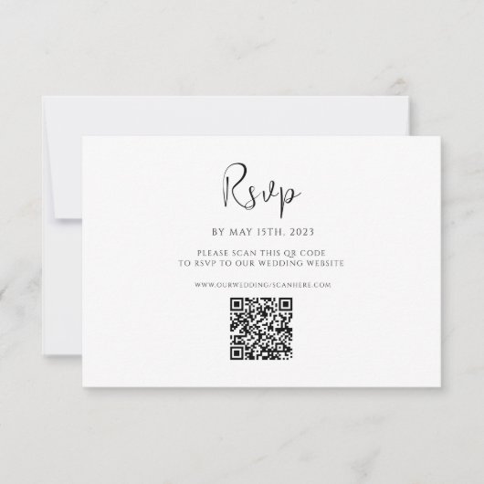 RSVP QR-Karte für Minimalistisches SkriptWedding (Vorderseite)