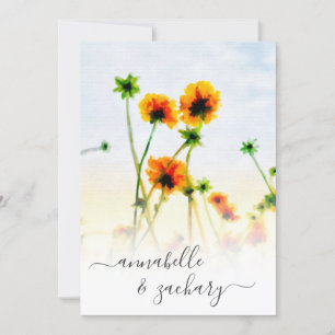 *~* RSVP - QR Rot Orange Mohn FLORAL Hochzeits Ein Einladung