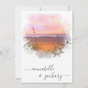 **  RSVP - QR Strand Meer Ozean AR7 Hochzeit Einladung