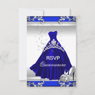 RSVP Quinceanera 15. Geburtstags königsblaues Klei Einladung