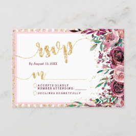 RSVP-Reaktion auf Blush-Blume-Streifen und Hochzei RSVP Karte