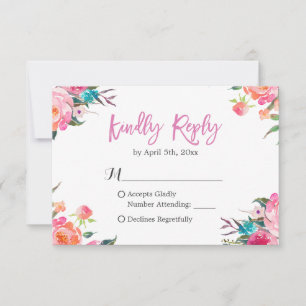 RSVP-Reaktion auf botanische Hochzeiten mit Wasser RSVP Karte